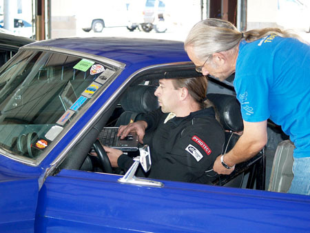 My Father and I looking at Brake Rotor Temps after a session at Sears Point
